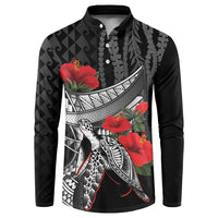 Hawaiian Honu Personalized Button Sweatshirt Black Tribal Hook Pattern
