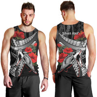 Hawaiian Honu Personalized Men Tank Top Black Tribal Hook Pattern