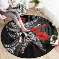 Hawaiian Honu Personalized Round Carpet Black Tribal Hook Pattern