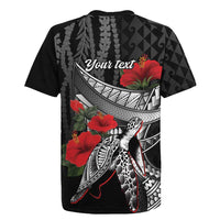 Hawaiian Honu Personalized Rugby Jersey Black Tribal Hook Pattern