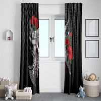 Hawaiian Honu Personalized Window Curtain Black Tribal Hook Pattern