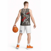 Hawaiian Honu Personalized Basketball Jersey Mocha Mousse Hibiscus Tribal Hook Pattern