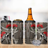Hawaiian Honu Personalized 4 in 1 Can Cooler Tumbler Mocha Mousse Hibiscus Tribal Hook Pattern