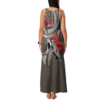 Hawaiian Honu Personalized Family Matching Tank Maxi Dress and Hawaiian Shirt Mocha Mousse Hibiscus Tribal Hook Pattern LT9 - Polynesian Pride