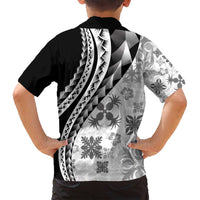 Black Hawaiian Quilt Pattern Family Matching Off Shoulder Maxi Dress and Hawaiian Shirt Mixed Polynesian Tribal Arty LT9 - Polynesian Pride