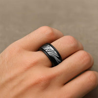 Black Hawaiian Quilt Pattern Spinner Ring Mixed Polynesian Tribal Arty - Polynesian Pride