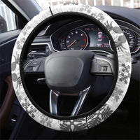 Black Hawaiian Quilt Pattern Steering Wheel Cover Mixed Polynesian Tribal Arty
