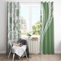 Green Hawaiian Quilt Pattern Window Curtain Mixed Polynesian Tribal Arty