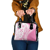 Pink Hawaiian Quilt Pattern Shoulder Handbag Mixed Polynesian Tribal Arty