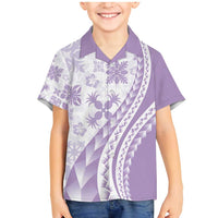 Purple Hawaiian Quilt Pattern Family Matching Mermaid Dress and Hawaiian Shirt Mixed Polynesian Tribal Arty LT9 Son's Shirt Purple - Polynesian Pride