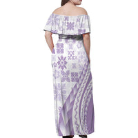 Purple Hawaiian Quilt Pattern Family Matching Off Shoulder Maxi Dress and Hawaiian Shirt Mixed Polynesian Tribal Arty LT9 - Polynesian Pride