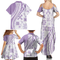 Purple Hawaiian Quilt Pattern Family Matching Summer Maxi Dress and Hawaiian Shirt Mixed Polynesian Tribal Arty LT9 - Polynesian Pride