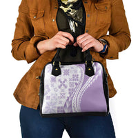 Purple Hawaiian Quilt Pattern Shoulder Handbag Mixed Polynesian Tribal Arty