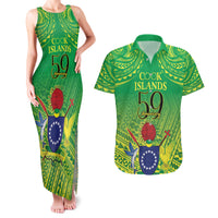 Cook Islands Constitution Day Couples Matching Tank Maxi Dress and Hawaiian Shirt Kuki Airani Since 1965 LT9 Green - Polynesian Pride