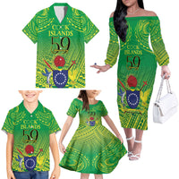 Cook Islands Constitution Day Family Matching Off The Shoulder Long Sleeve Dress and Hawaiian Shirt Kuki Airani Since 1965 LT9 - Polynesian Pride