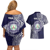 Personalised Tonga Sia'atoutai Theological College Couples Matching Off Shoulder Short Dress and Hawaiian Shirt Since 1948 Special Kupesi Pattern LT9 - Polynesian Pride
