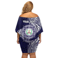 Personalised Tonga Sia'atoutai Theological College Family Matching Off Shoulder Short Dress and Hawaiian Shirt Since 1948 Special Kupesi Pattern LT9 - Polynesian Pride