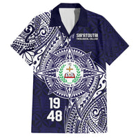 Personalised Tonga Sia'atoutai Theological College Family Matching Puletasi and Hawaiian Shirt Since 1948 Special Kupesi Pattern LT9 Dad's Shirt - Short Sleeve Navy - Polynesian Pride