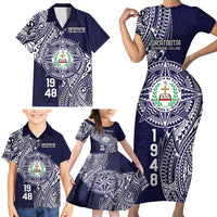 Personalised Tonga Sia'atoutai Theological College Family Matching Short Sleeve Bodycon Dress and Hawaiian Shirt Since 1948 Special Kupesi Pattern LT9 - Polynesian Pride