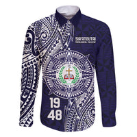 Personalised Tonga Sia'atoutai Theological College Family Matching Short Sleeve Bodycon Dress and Hawaiian Shirt Since 1948 Special Kupesi Pattern LT9 Dad's Shirt - Long Sleeve Navy - Polynesian Pride