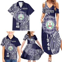 Personalised Tonga Sia'atoutai Theological College Family Matching Summer Maxi Dress and Hawaiian Shirt Since 1948 Special Kupesi Pattern LT9 - Polynesian Pride