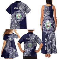 Personalised Tonga Sia'atoutai Theological College Family Matching Tank Maxi Dress and Hawaiian Shirt Since 1948 Special Kupesi Pattern LT9 - Polynesian Pride
