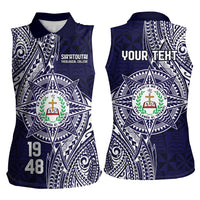 Personalised Tonga Sia'atoutai Theological College Women Sleeveless Polo Shirt Since 1948 Special Kupesi Pattern LT9 - Polynesian Pride