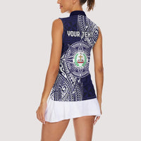 Personalised Tonga Sia'atoutai Theological College Women Sleeveless Polo Shirt Since 1948 Special Kupesi Pattern LT9 - Polynesian Pride