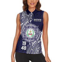Personalised Tonga Sia'atoutai Theological College Women Sleeveless Polo Shirt Since 1948 Special Kupesi Pattern LT9 - Polynesian Pride