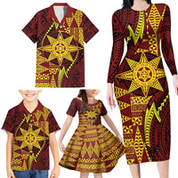 Personalised Tonga Haapai High School Family Matching Long Sleeve Bodycon Dress and Hawaiian Shirt Special Kupesi Pattern LT9 - Polynesian Pride