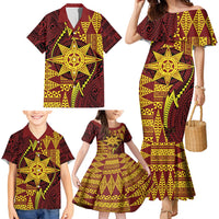 Personalised Tonga Haapai High School Family Matching Mermaid Dress and Hawaiian Shirt Special Kupesi Pattern LT9 - Polynesian Pride