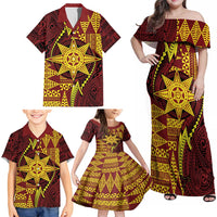 Personalised Tonga Haapai High School Family Matching Off Shoulder Maxi Dress and Hawaiian Shirt Special Kupesi Pattern LT9 - Polynesian Pride