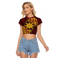 Personalised Tonga Haapai High School Raglan Cropped T Shirt Special Kupesi Pattern