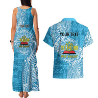 Personalised Tonga Lavengamalie College Couples Matching Tank Maxi Dress and Hawaiian Shirt Since 1980 Special Kupesi Pattern LT9 - Polynesian Pride
