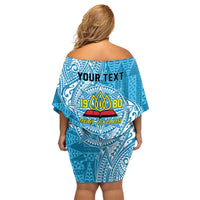 Personalised Tonga Lavengamalie College Family Matching Off Shoulder Short Dress and Hawaiian Shirt Since 1980 Special Kupesi Pattern LT9 - Polynesian Pride