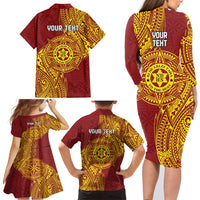Personalised Tonga Niuatoputapu High School Family Matching Long Sleeve Bodycon Dress and Hawaiian Shirt Special Kupesi Pattern LT9 - Polynesian Pride
