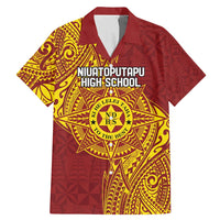 Personalised Tonga Niuatoputapu High School Family Matching Mermaid Dress and Hawaiian Shirt Special Kupesi Pattern LT9 Dad's Shirt - Short Sleeve Gold - Polynesian Pride