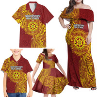 Personalised Tonga Niuatoputapu High School Family Matching Off Shoulder Maxi Dress and Hawaiian Shirt Special Kupesi Pattern LT9 - Polynesian Pride