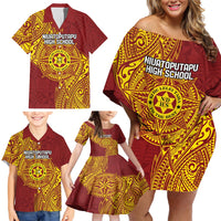 Personalised Tonga Niuatoputapu High School Family Matching Off Shoulder Short Dress and Hawaiian Shirt Special Kupesi Pattern LT9 - Polynesian Pride