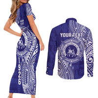 Personalised Tonga Queen Salote College Couples Matching Short Sleeve Bodycon Dress and Long Sleeve Button Shirt Kolisi Fefine 1926 Special Kupesi Pattern LT9 - Polynesian Pride