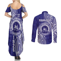 Personalised Tonga Queen Salote College Couples Matching Summer Maxi Dress and Long Sleeve Button Shirt Kolisi Fefine 1926 Special Kupesi Pattern LT9 - Polynesian Pride