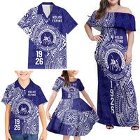 Personalised Tonga Queen Salote College Family Matching Off Shoulder Maxi Dress and Hawaiian Shirt Kolisi Fefine 1926 Special Kupesi Pattern LT9 - Polynesian Pride
