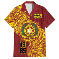 Personalised Tonga Vava'u High School Family Matching Off Shoulder Maxi Dress and Hawaiian Shirt Since 1985 Special Kupesi Pattern LT9 Dad's Shirt - Short Sleeve Red - Polynesian Pride
