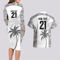 Custom Fiji Rugby Couples Matching Long Sleeve Bodycon Dress and Hawaiian Shirt History Champions World Cup 7s - White LT9 - Polynesian Pride
