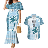 Custom Fiji Rugby Couples Matching Mermaid Dress and Hawaiian Shirt History Champions World Cup 7s - Bllue LT9 Blue - Polynesian Pride