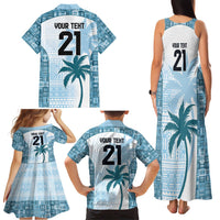 Custom Fiji Rugby Family Matching Tank Maxi Dress and Hawaiian Shirt History Champions World Cup 7s - Bllue LT9 - Polynesian Pride
