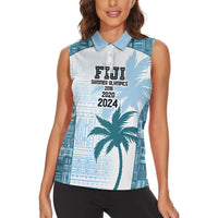 Custom Fiji Rugby Women Sleeveless Polo Shirt History Champions World Cup 7s - Bllue LT9 - Polynesian Pride