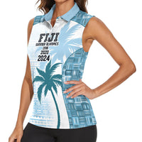 Custom Fiji Rugby Women Sleeveless Polo Shirt History Champions World Cup 7s - Bllue LT9 - Polynesian Pride