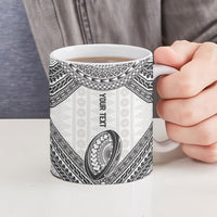 Custom Rugby Fiji National Heritage Ceramic Mug White Traditional Masi Inspired