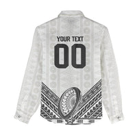 Custom Rugby Fiji National Heritage Women Casual Shirt White Traditional Masi Inspired